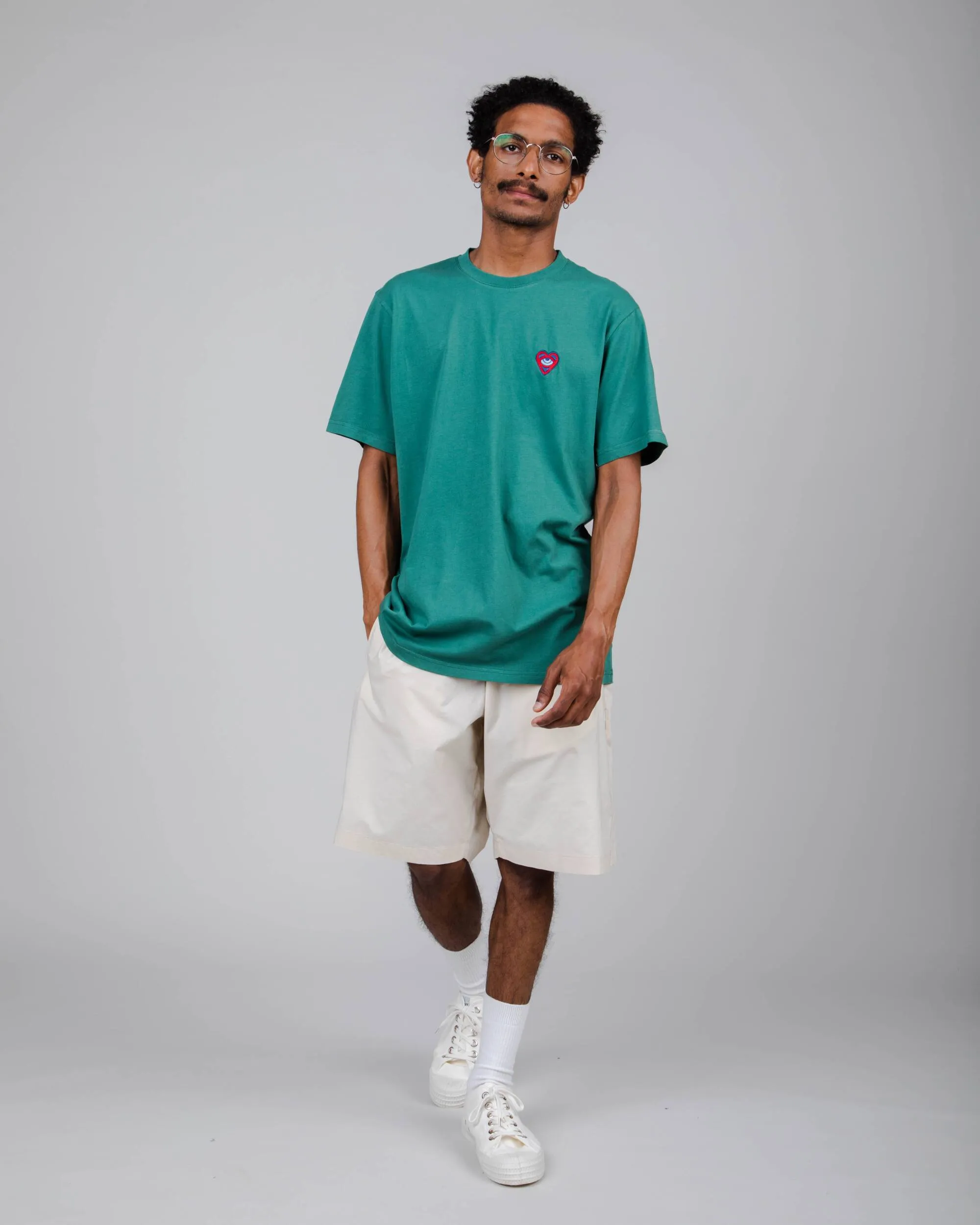 Ultra Soft Texture Asis Percales Heart T-Shirt Green