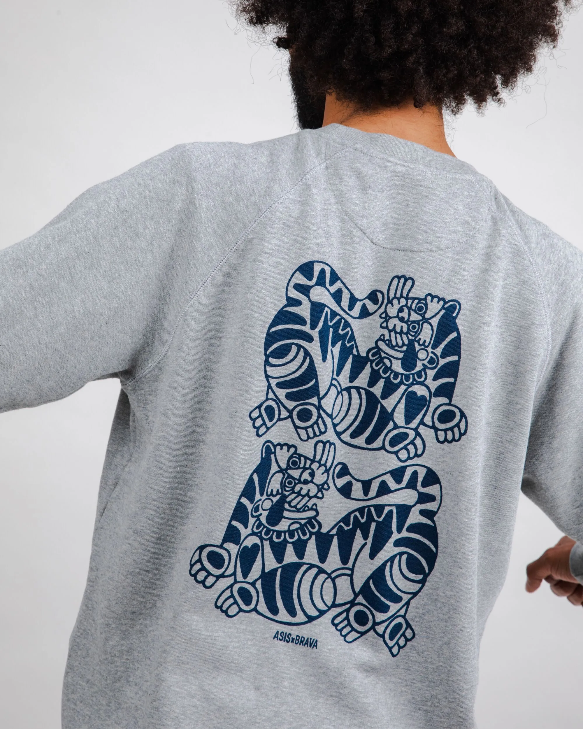 Asis Percales Tigris Sweatshirt Grey appropriate for sports Trendy Essentials