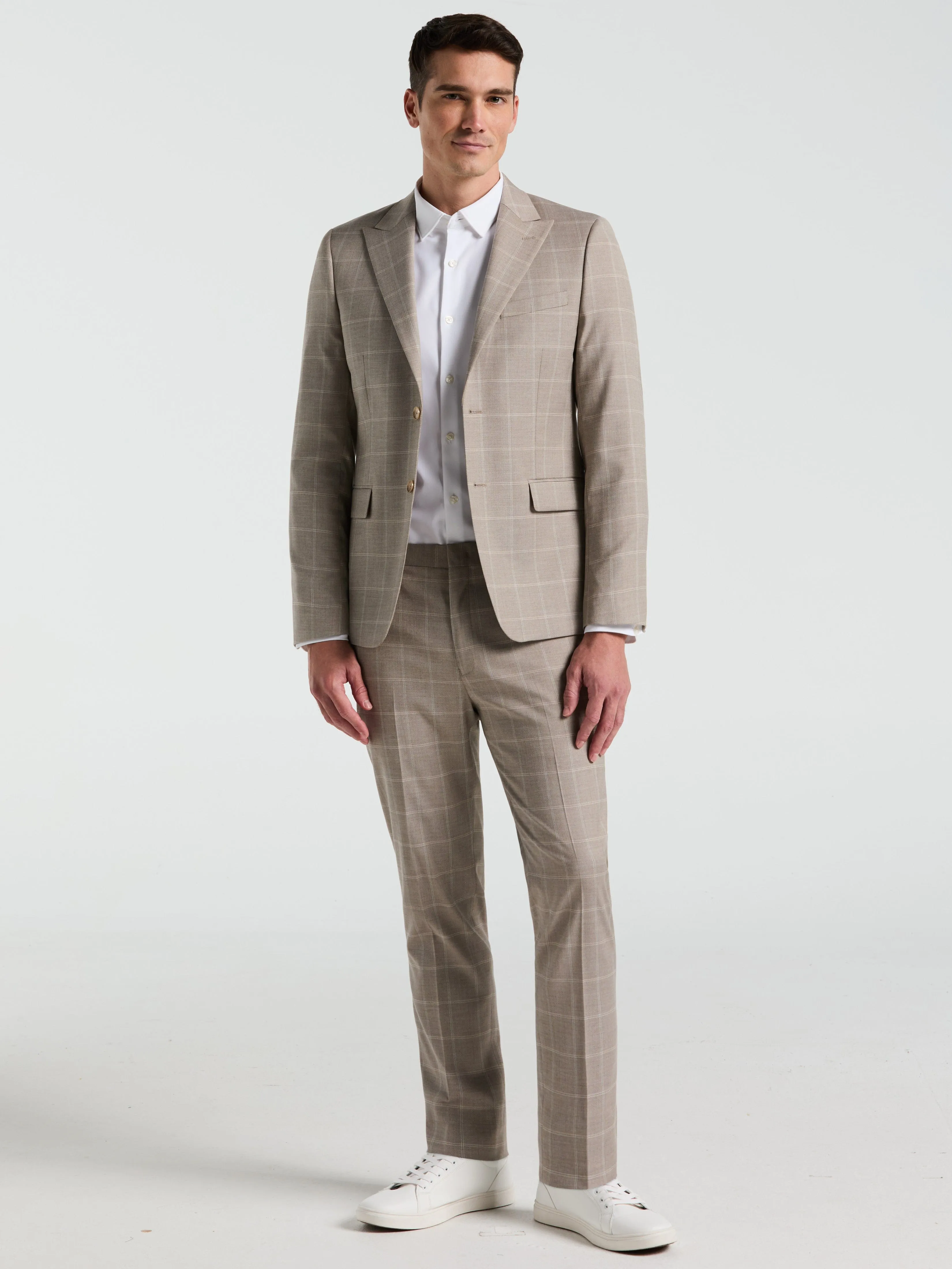 Skinny Fit Windowpane Pattern Suit Pant Flex Wear Design