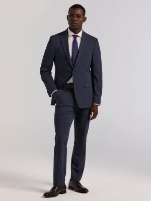 Slim Fit Blue Windowpane Suit All-day Flex HypoallergenicMaterial