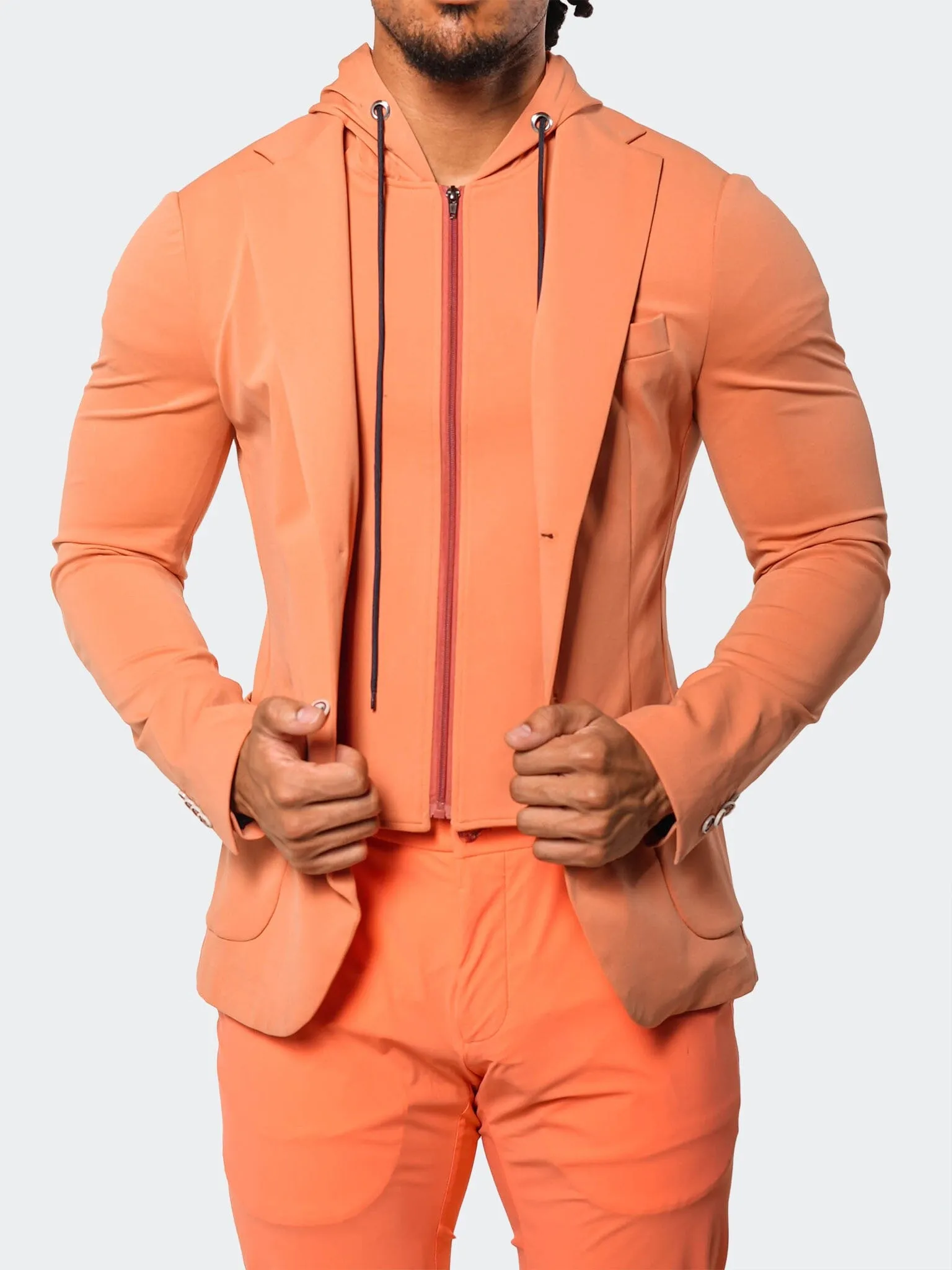 Suit Stretch Carnelian12 Orange Snag Free Zipper Technology Anti Static Finish