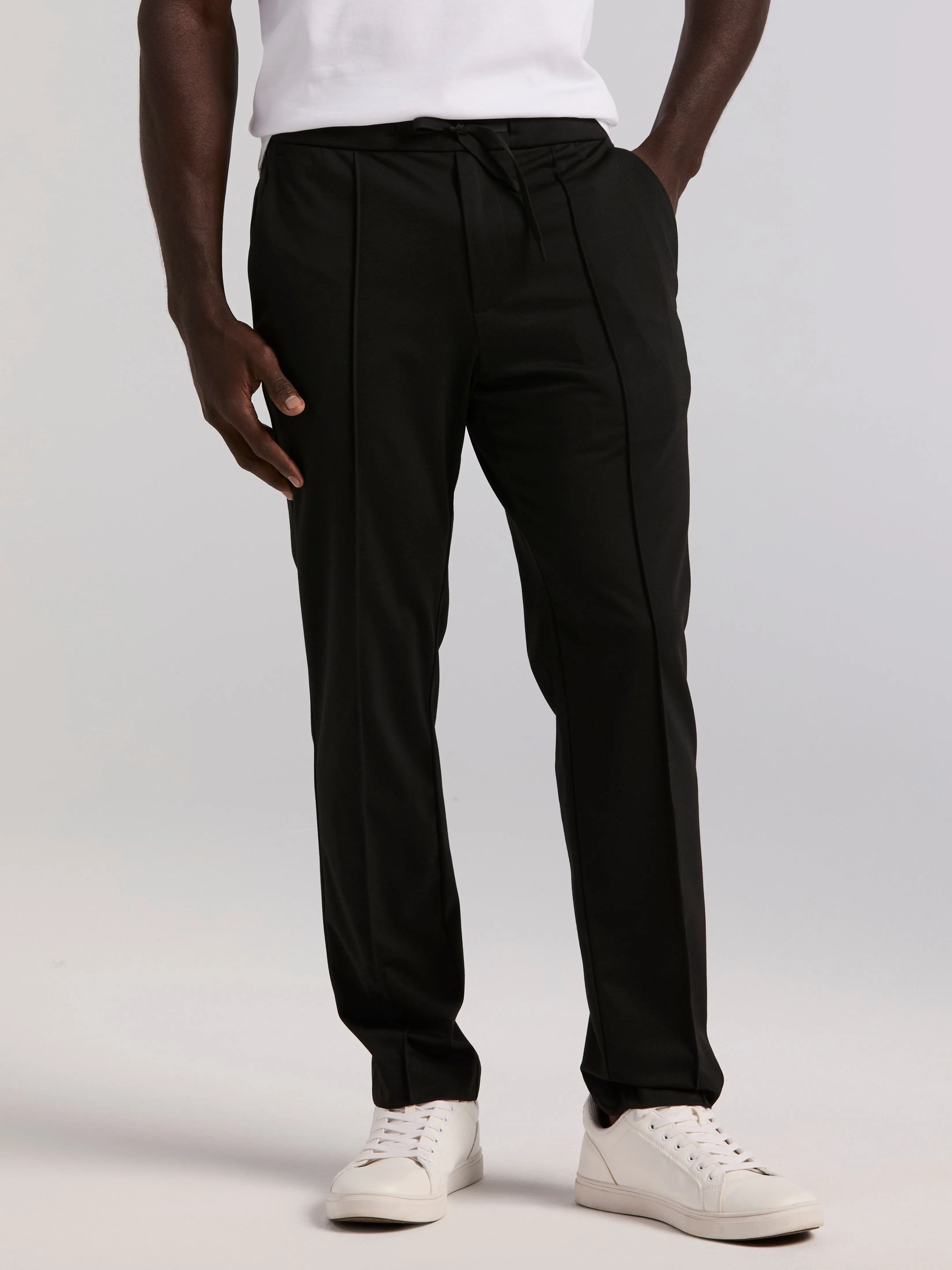 Slim Tapered Pintuck Pull-on Pants Core Stretch