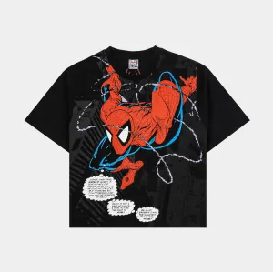 Layered Wear Fresh Comfort Style Marvel By Shoe Palace Spiderman Comic Mens Short Sleeve Shirt (Black/Red)