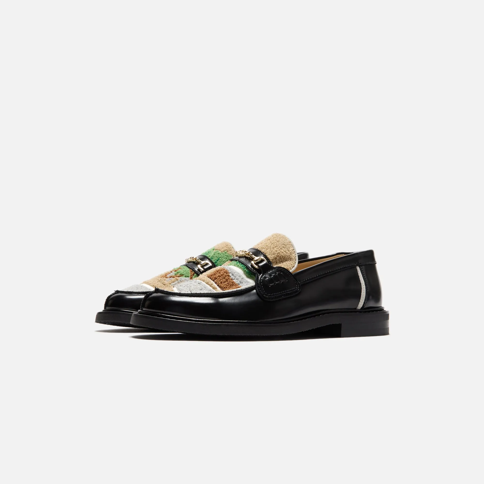 Open Path Lane Fashionable Leather Filling Pieces Loafer - Pavillion Black
