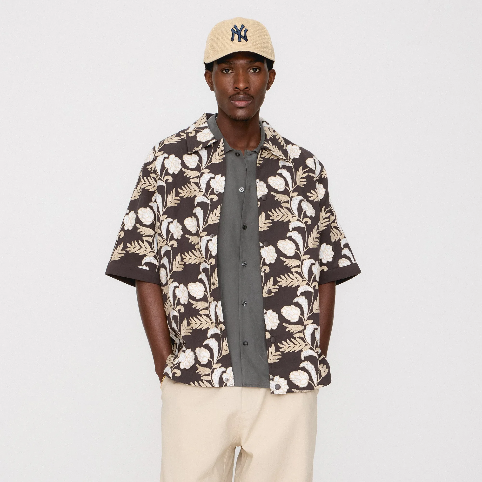 Kith Embroidered Floral Woodpoint Shirt - Kindling Heat Sealed Zippers Taped Neckline