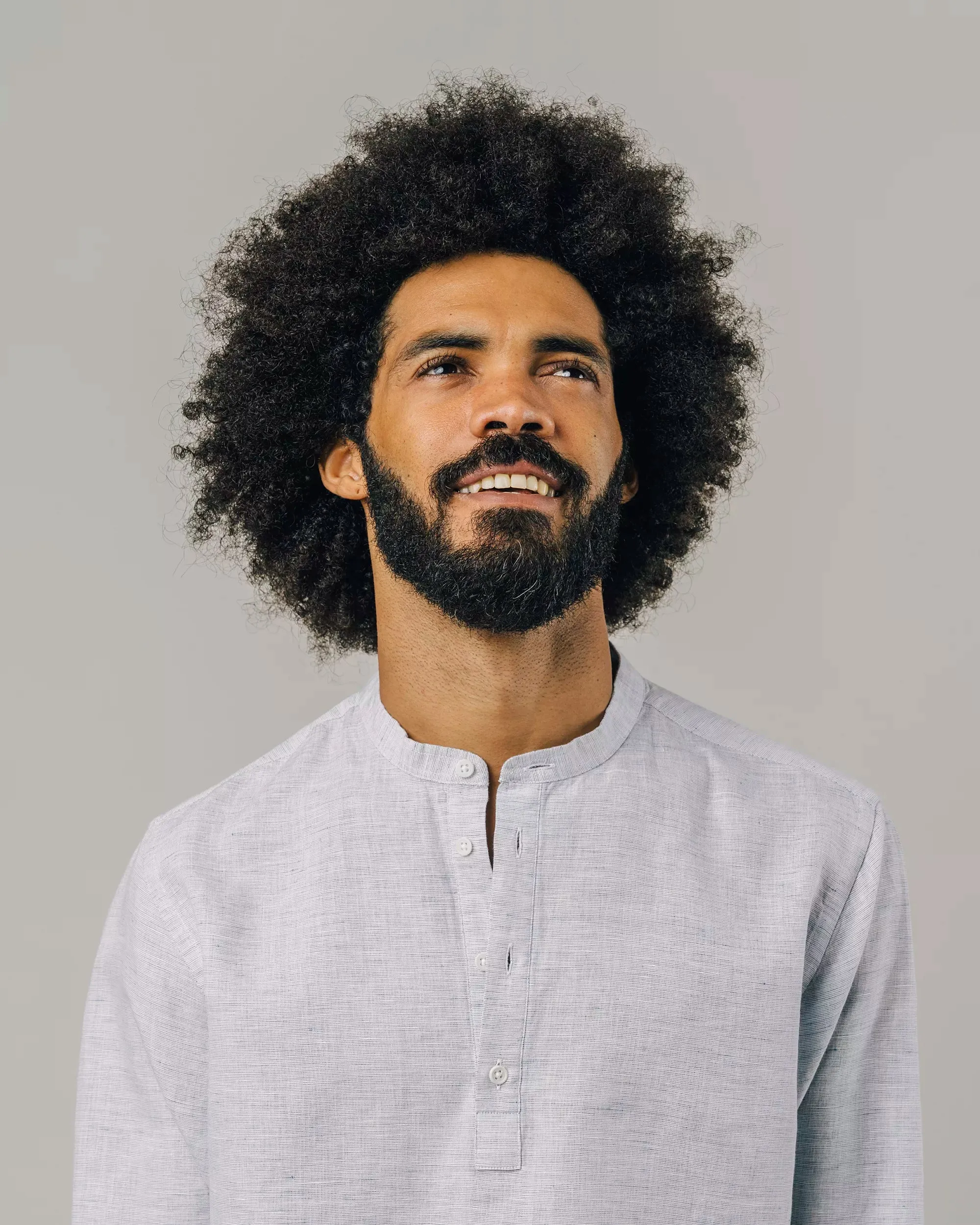 Slub Henley Shirt Neutral Shade Easy Styling