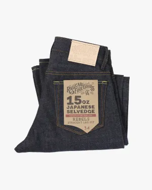 Railcar Fine Goods Rebels Straight Leg Mens Jeans - X100 15oz Japanese Dark Indigo Selvedge Fashion Comfort
