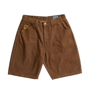 Moisture Wicking Lining Classic Shorts Bighead Denim Short (Brown) (S)
