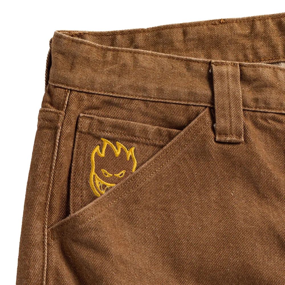 meditation wear Street Style Bighead Denim Short (Brown) (S)