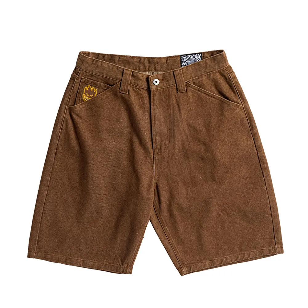 Moisture Wicking Lining Classic Shorts Bighead Denim Short (Brown) (S)