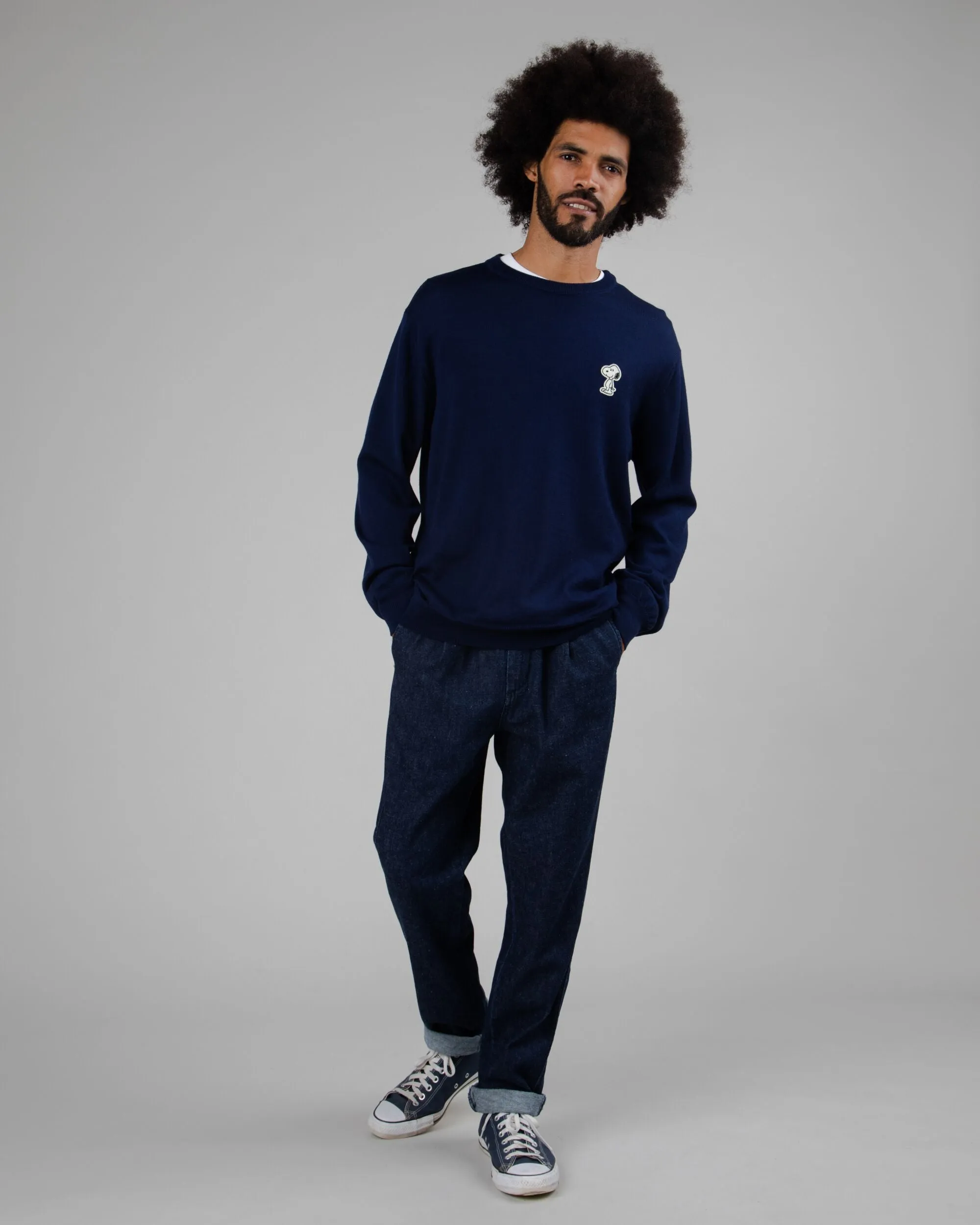 product personalization creativity product brand name recognition Snoopy Patch Wool Sweater Navy