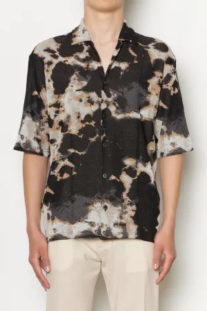 Refined Aesthetic Solid Hue Jacquard Print Shirt