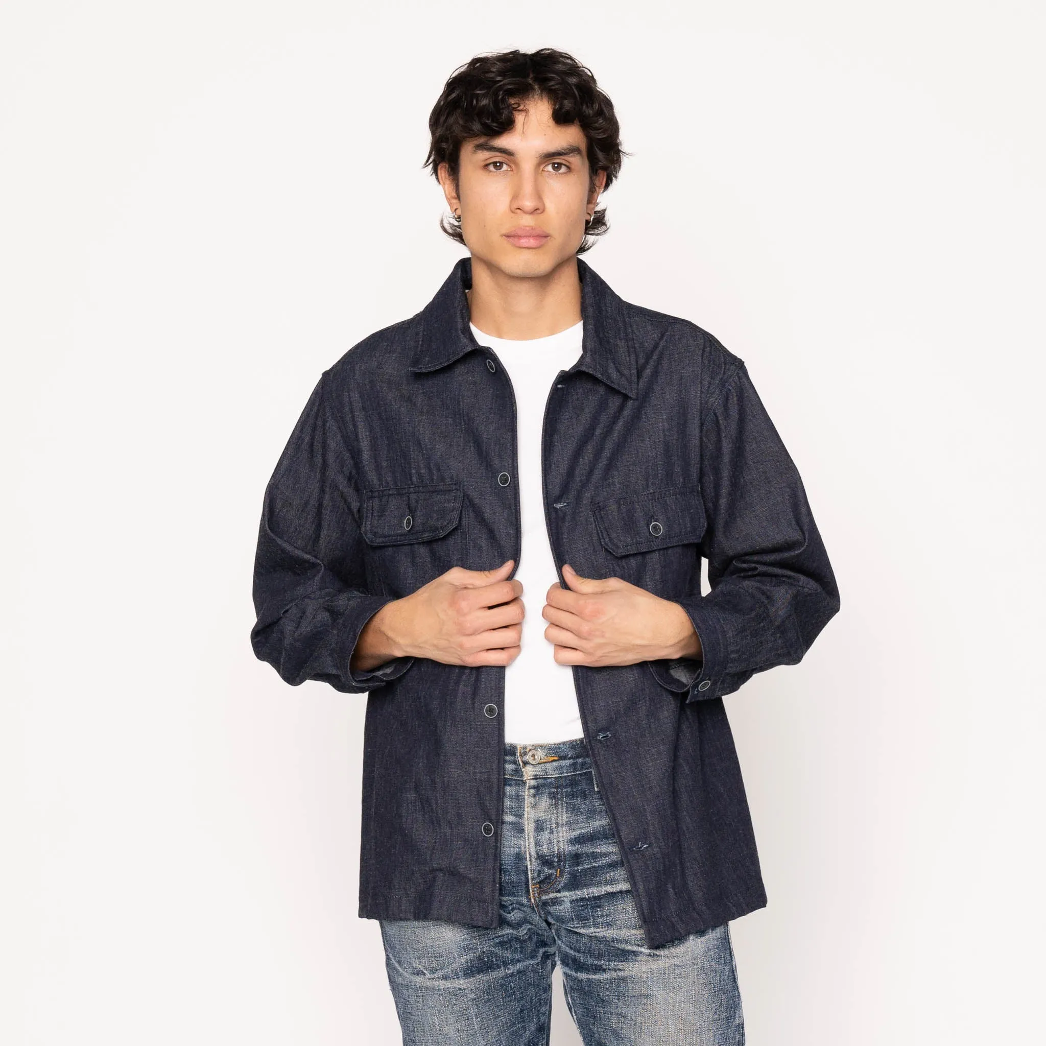 Work Shirt - 10oz Rinsed Denim Trendy Pattern