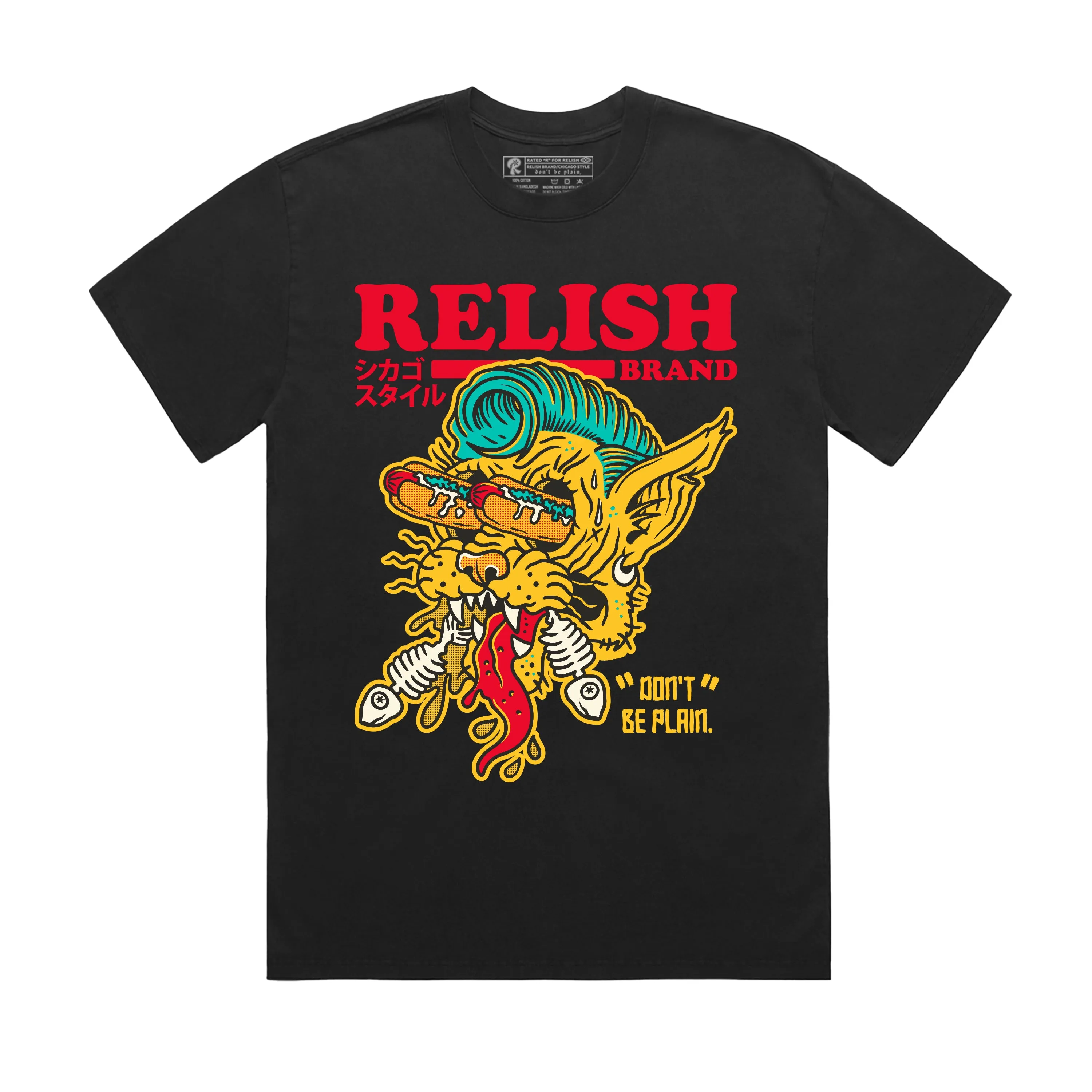 Hotdog Cat - Chicago style - Black T-shirt Quick Dry Wear