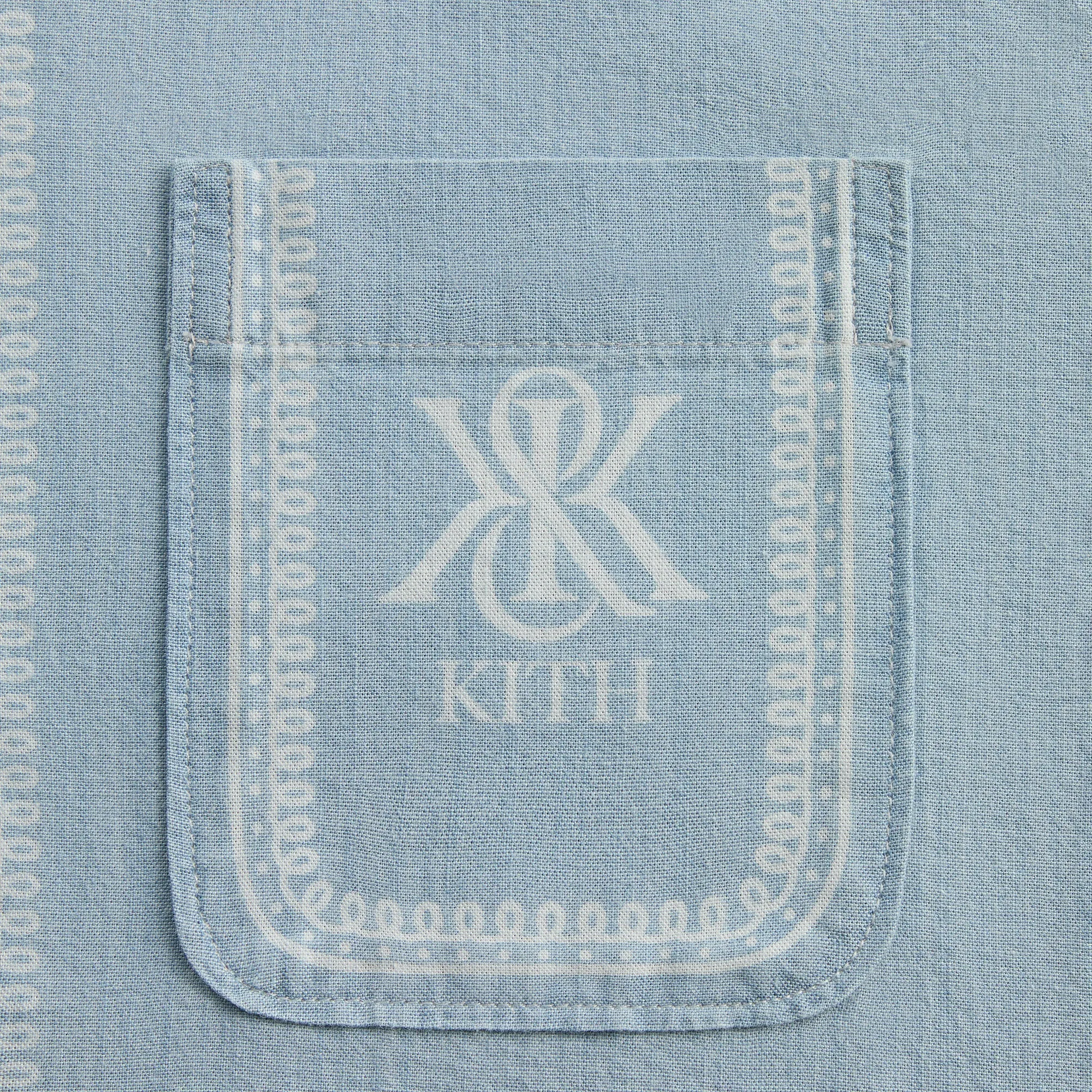 Kith Chambray Paxton Short Sleeve Buttondown -  Light Indigo Long Length