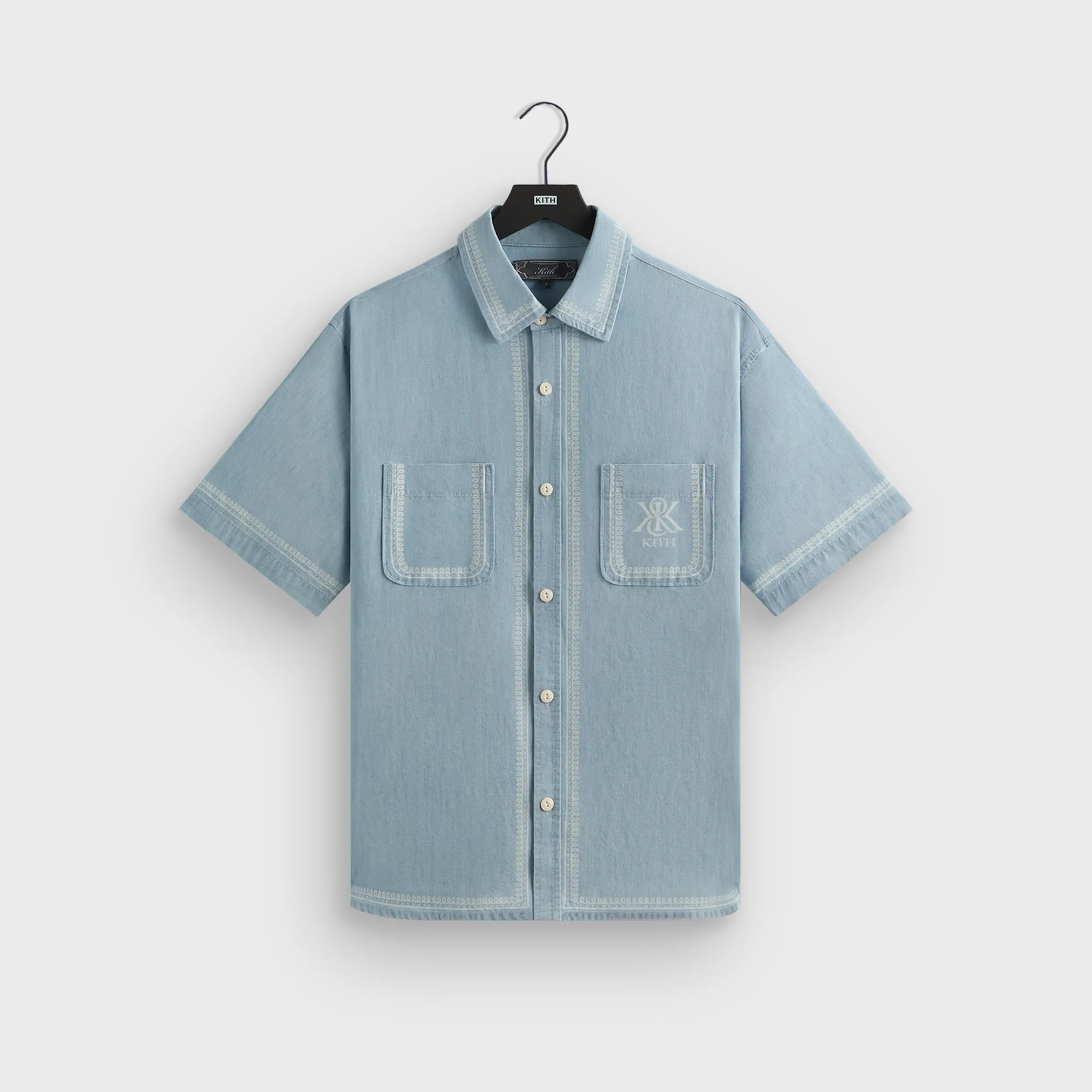 Auxiliary Attachment Points Kith Chambray Paxton Short Sleeve Buttondown -  Light Indigo