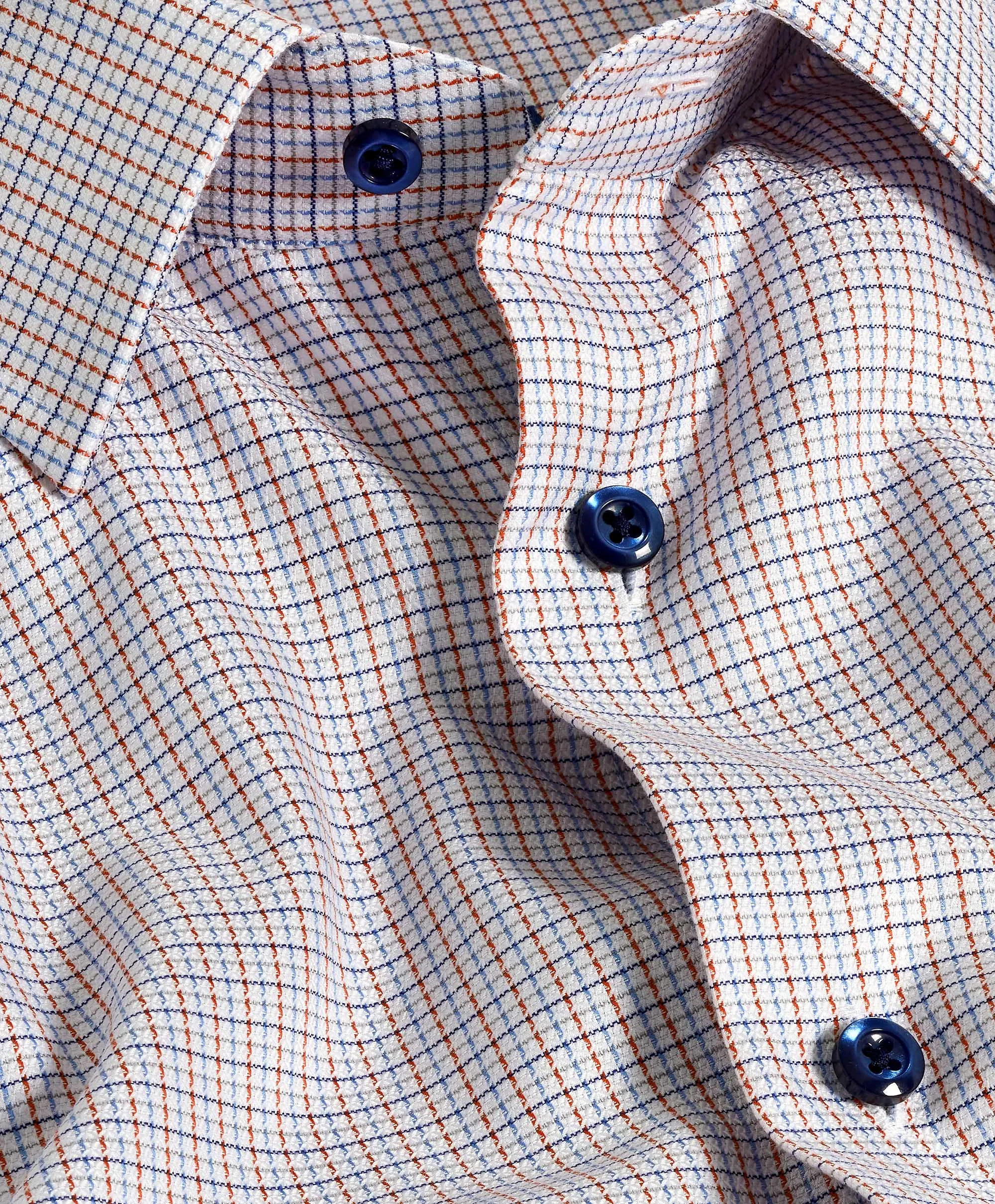 TBSP11802487 | Blue & Orange Textured Dobby Dress Shirt Winter Retreat Pocket Detail