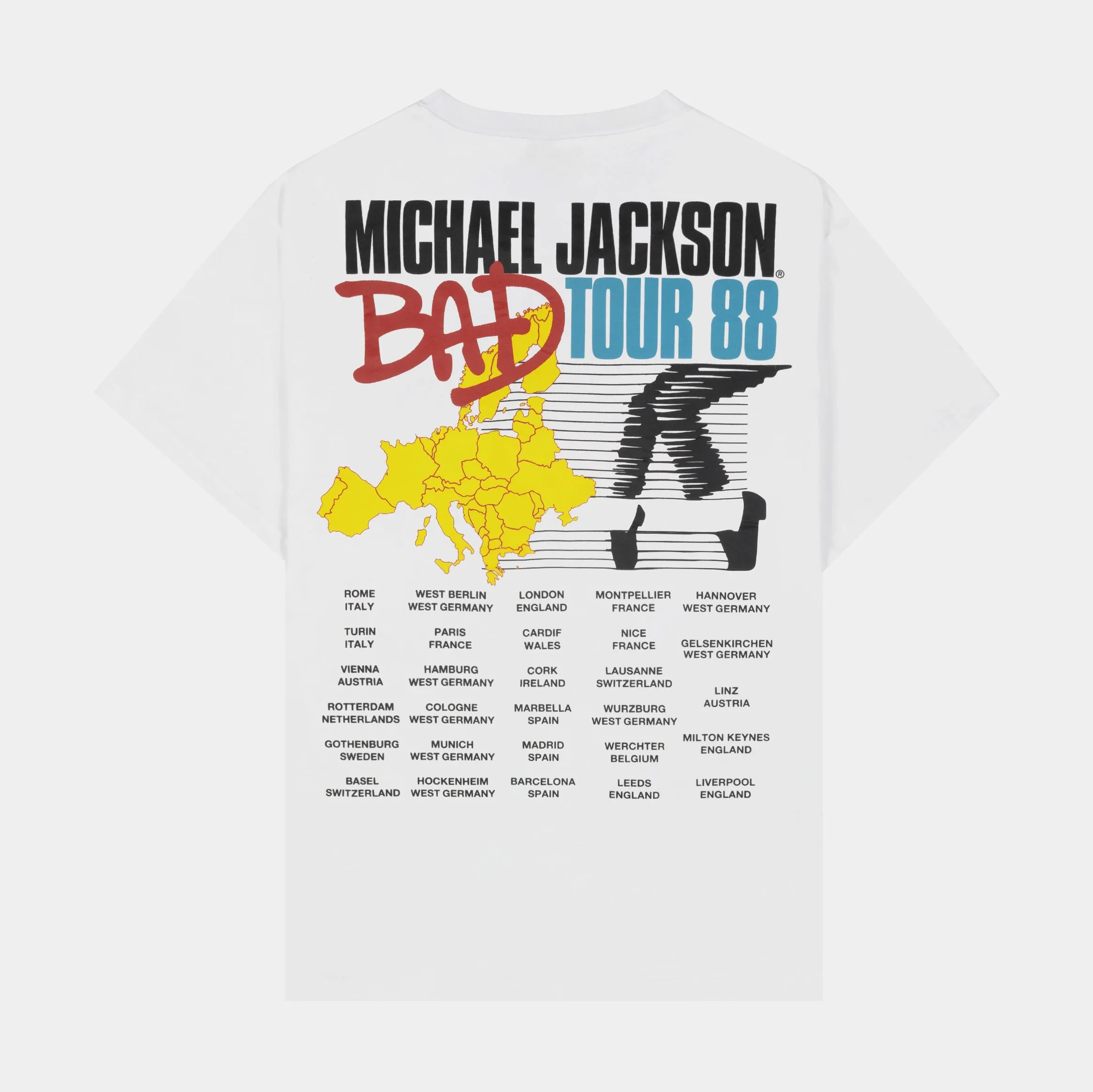 Minimalist Look Timeless Layering SP x Michael Jackson World Tour 88 Mens Short Sleeve Shirt (White)