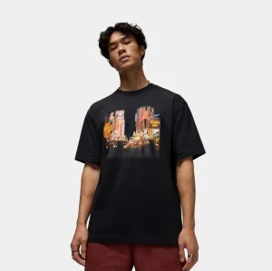 Unisex Night City Lights Mens Short Sleeve Shirt (Black)