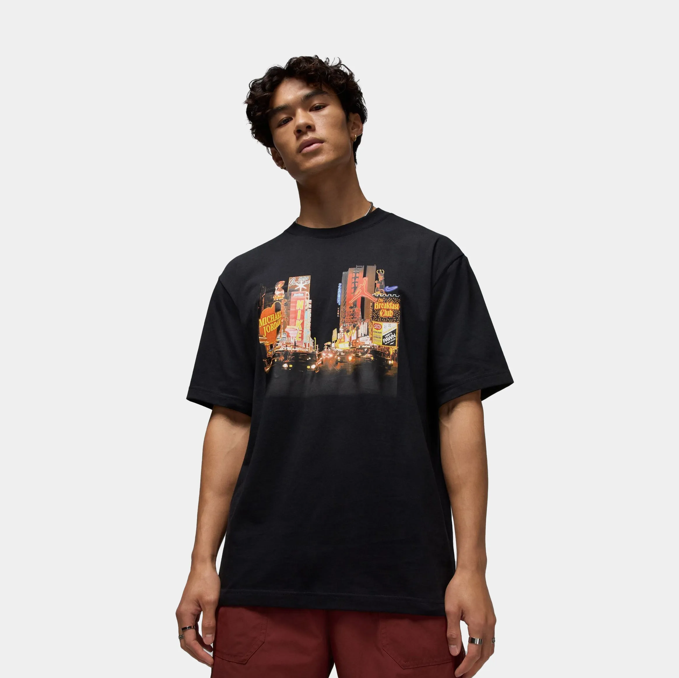 Unisex Night City Lights Mens Short Sleeve Shirt (Black)