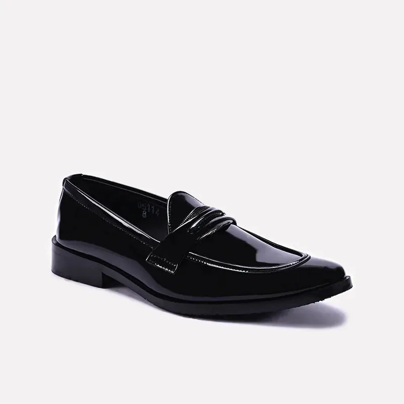 Noble Black Glossy Formal Loafers 0111138 Fashion Focus