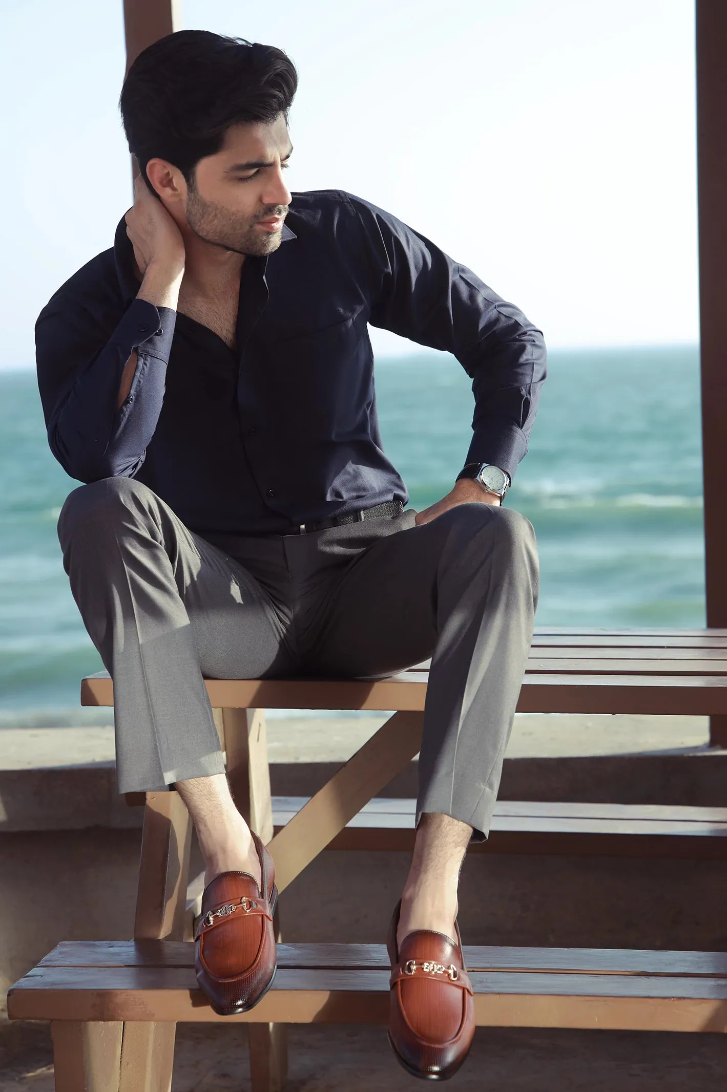 Coffee Men Formal Moccassins Subtle Styling