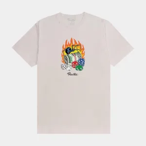 Stakes II Mens Short Sleeve Shirt (Beige/Orange) Easy Style Wear Organic Cotton Construction