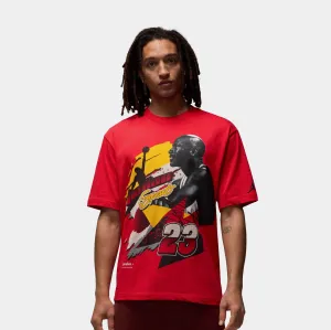 LayeredHemDetails Light Comfort Statement 1985 Motorsport Mens Short Sleeve Shirt (Fire Red/Black)