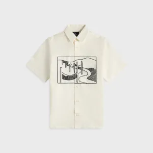 Relaxed Fit Structure Fade Resistant Dye by Parra The Dunes Short Sleeve Shirt - Off White