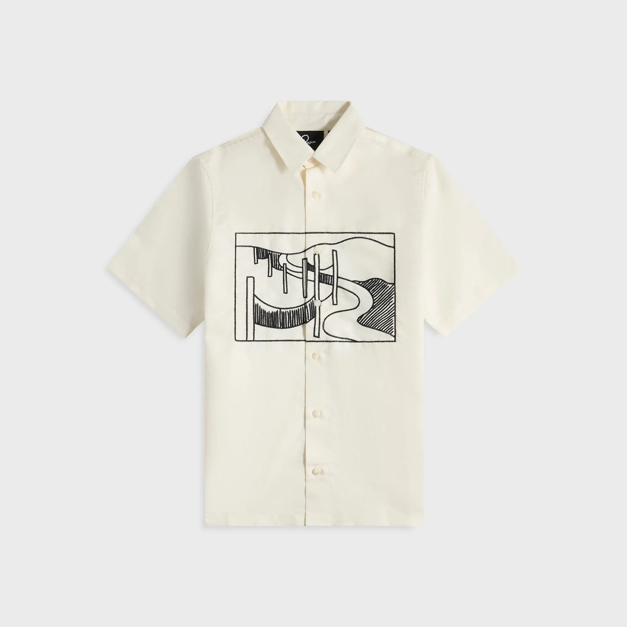 Relaxed Fit Structure Fade Resistant Dye by Parra The Dunes Short Sleeve Shirt - Off White