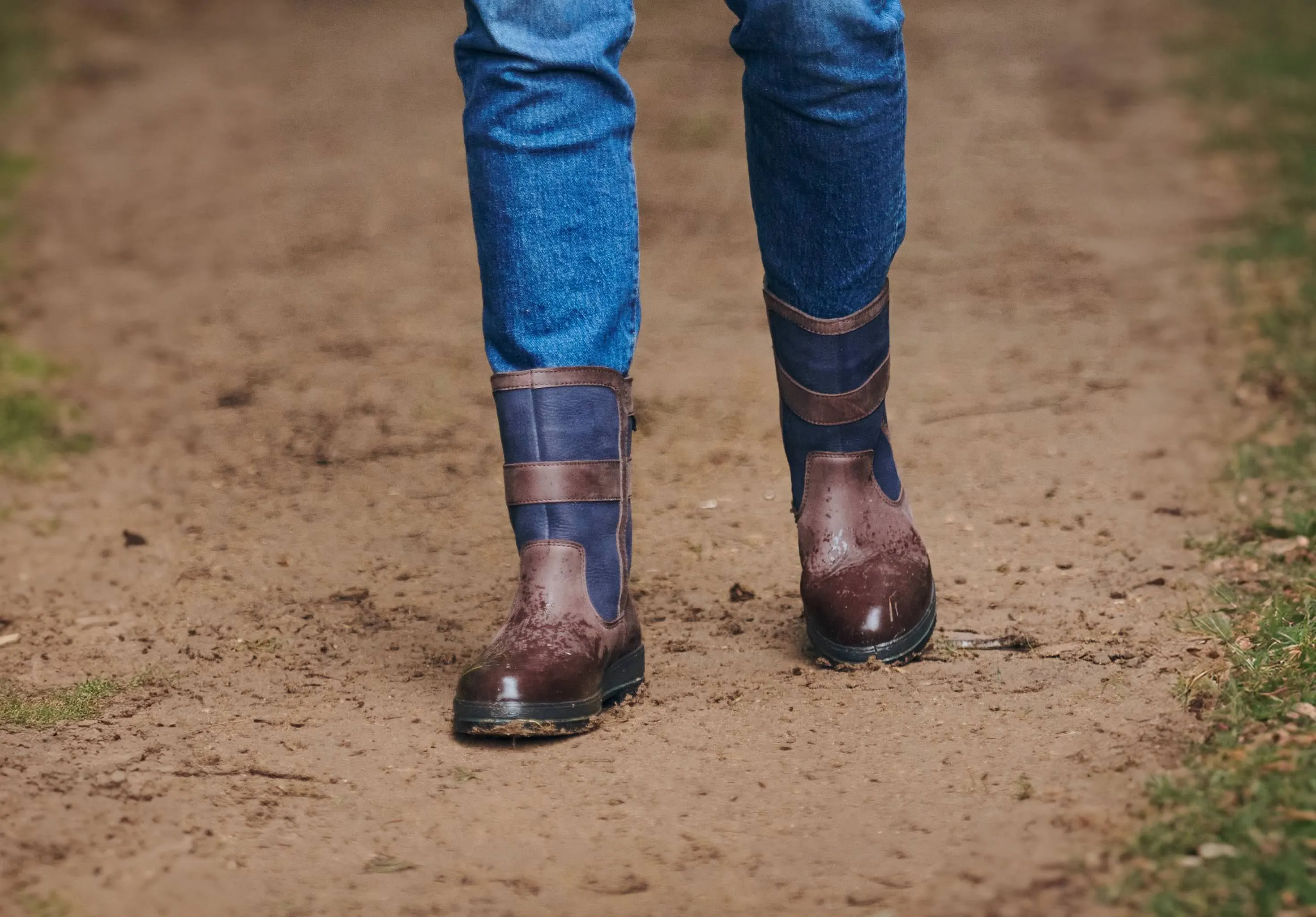 Street Sound Roscommon Men's Short Rain Boot - Navy/Brown