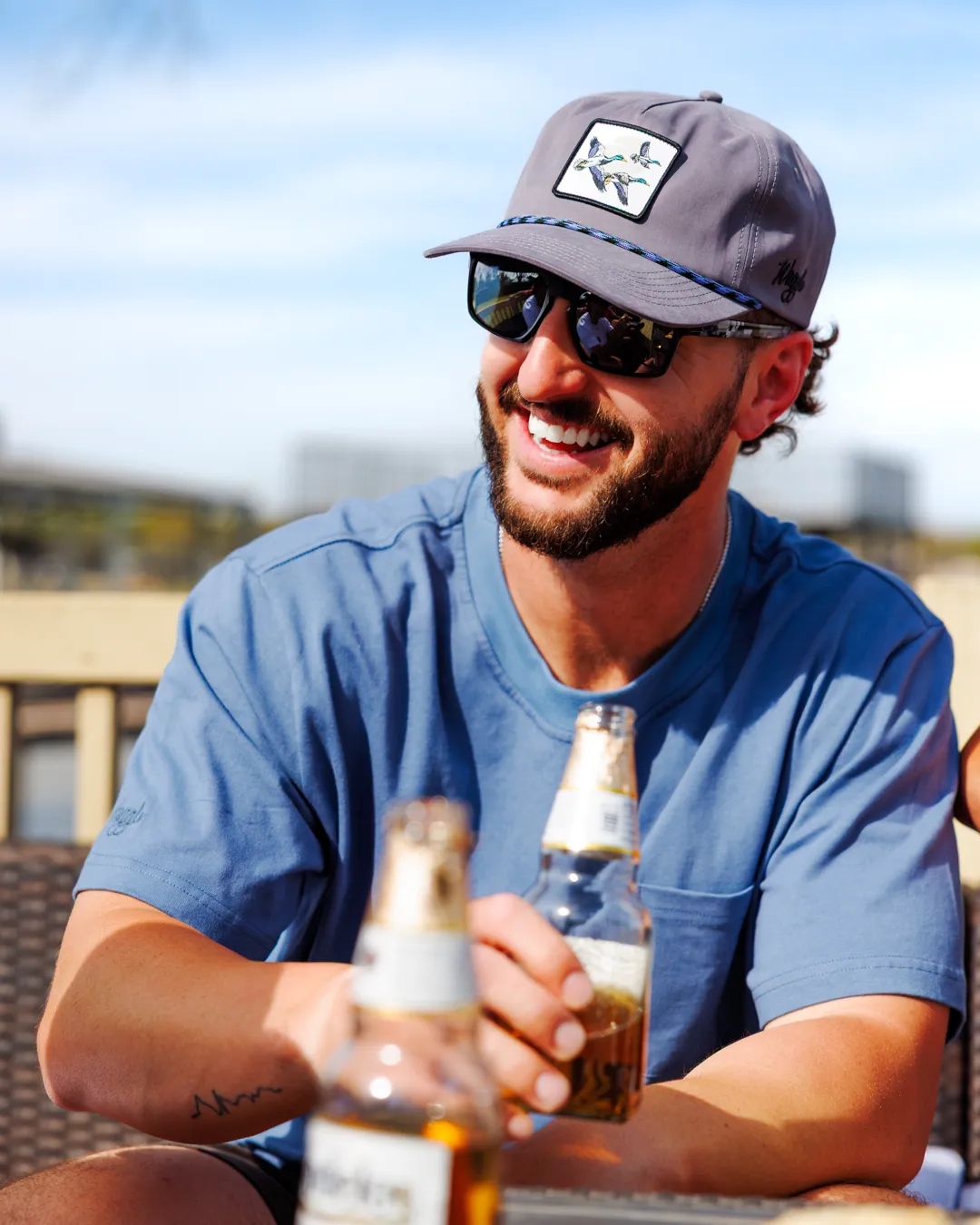 Steel Blue T-Shirt V neck