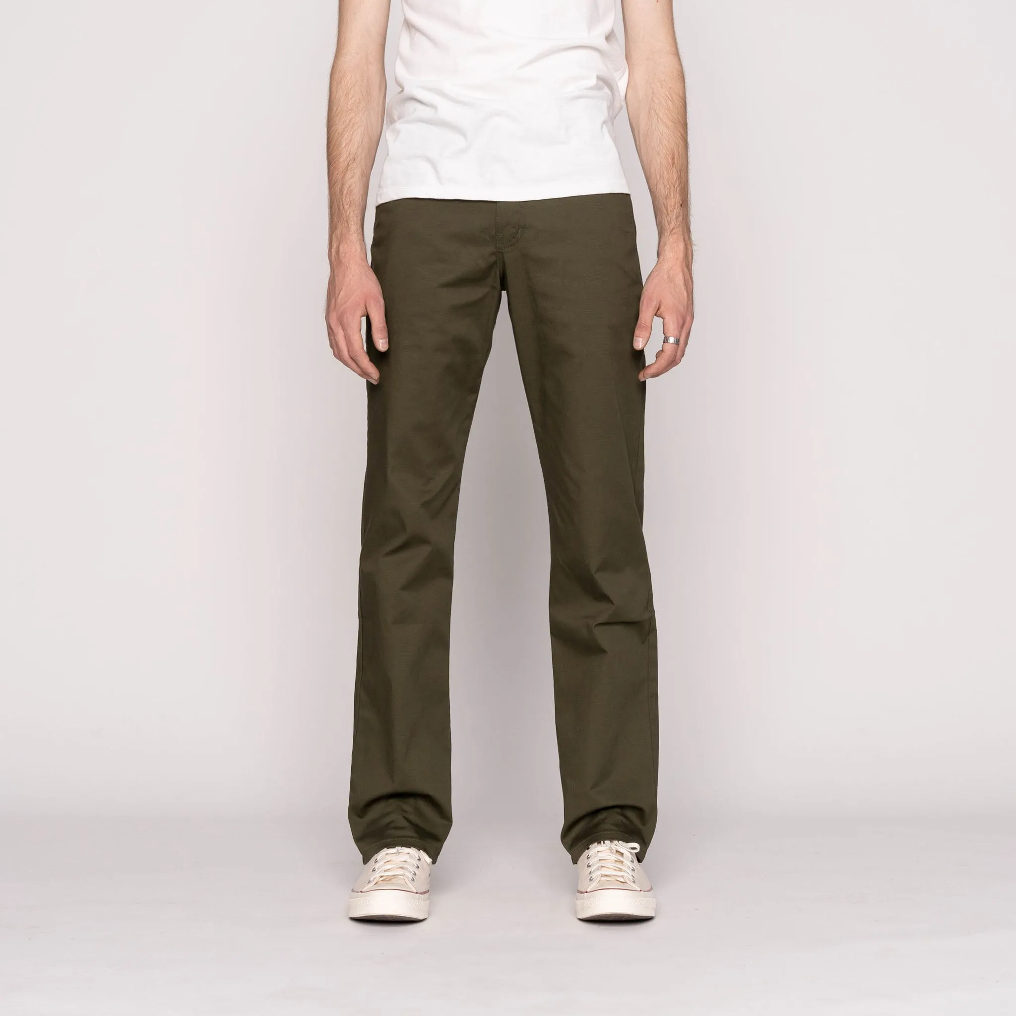 ElasticWaistband Straight Chino - Green Stretch Twill