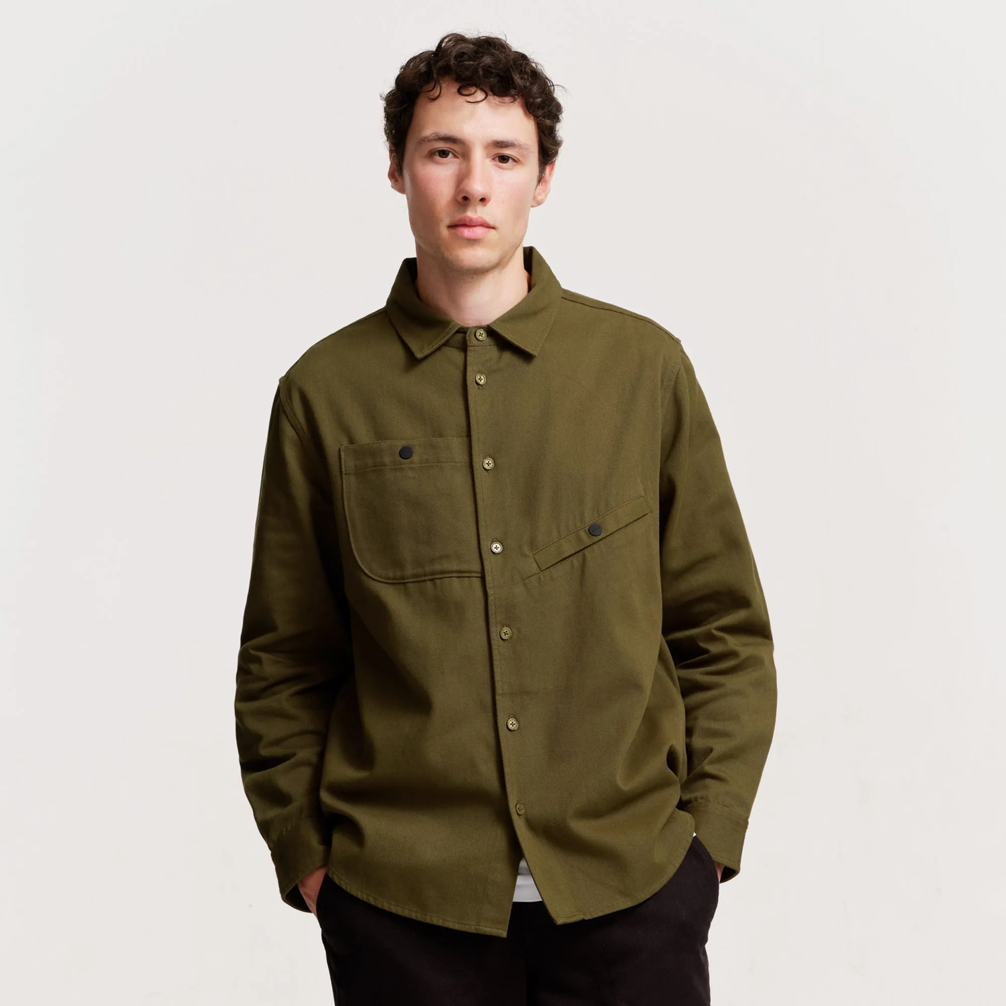 Task Shirt Moss Double Stitched Hems