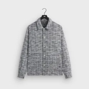 Full Length Zipper Closure Comfy Layers Kith Tweed Long Sleeve Boxy Collared Overshirt - Nocturnal