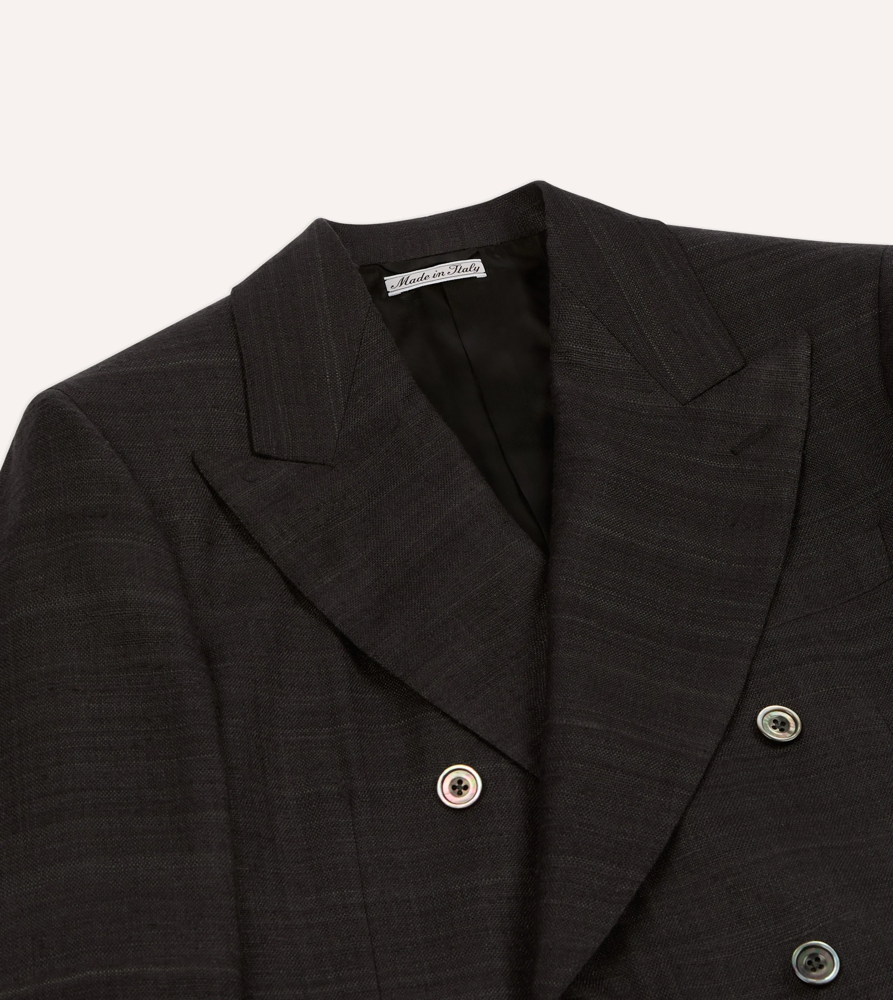 Black Tussah Silk Double-Breasted Evening Jacket CompressionPackableFabric