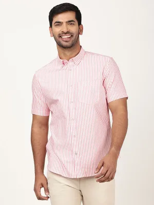 Perfect Fit Men Striped Half Sleeve Cotton Shirt