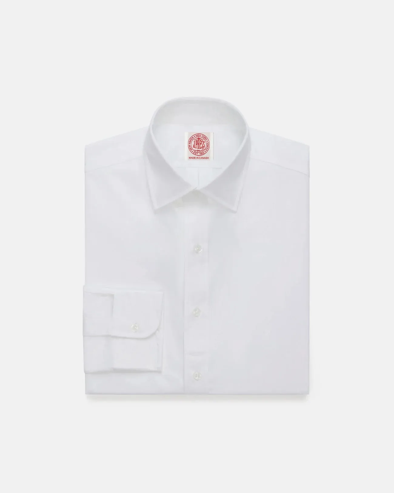 color block Handcrafted Detail Made-in-Canada Solid White Broadcloth Spread Collar Dress Shirt - Classic Fit