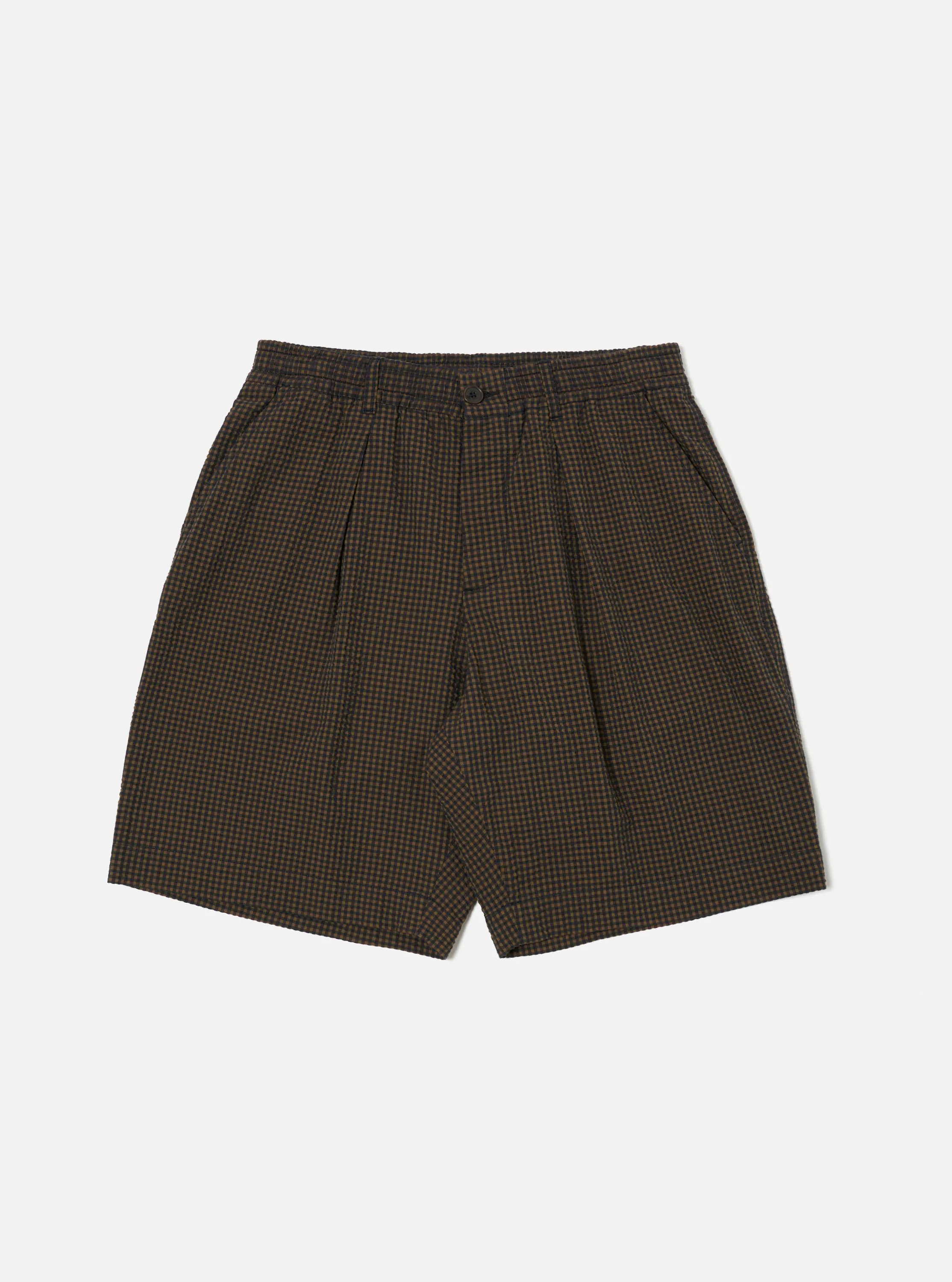 Modern Cut Navy Japanese Seersucker Pleated Track Short