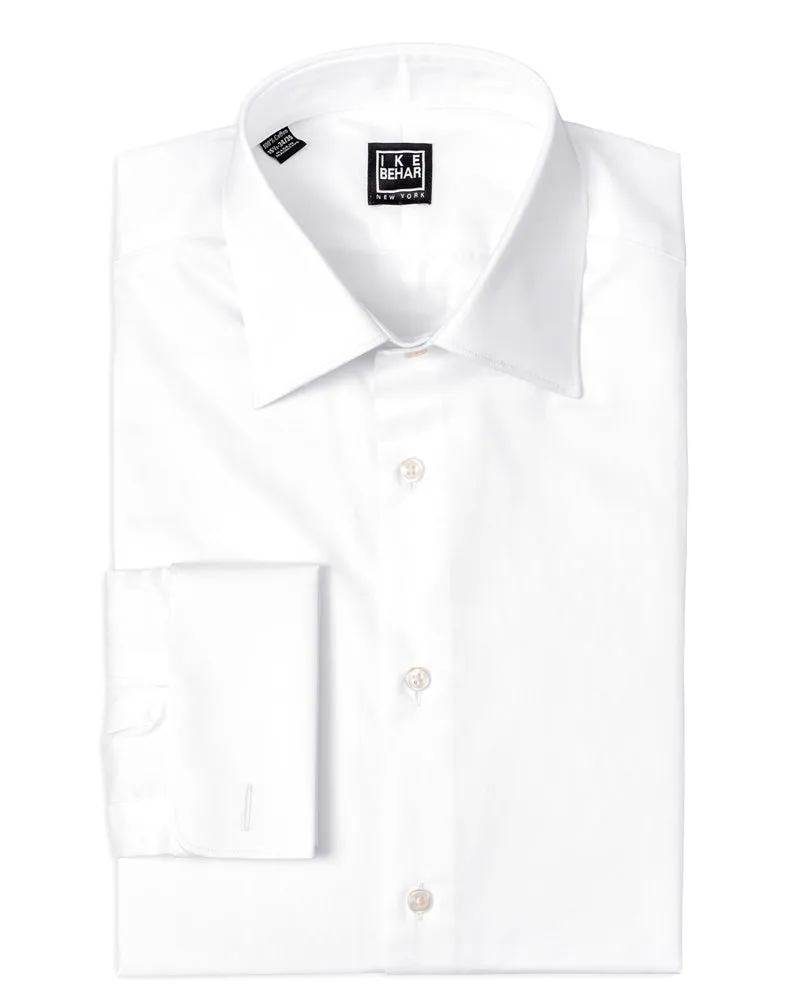 White Twill French Cuff Dress Shirt Creative Professional Loose Comfort