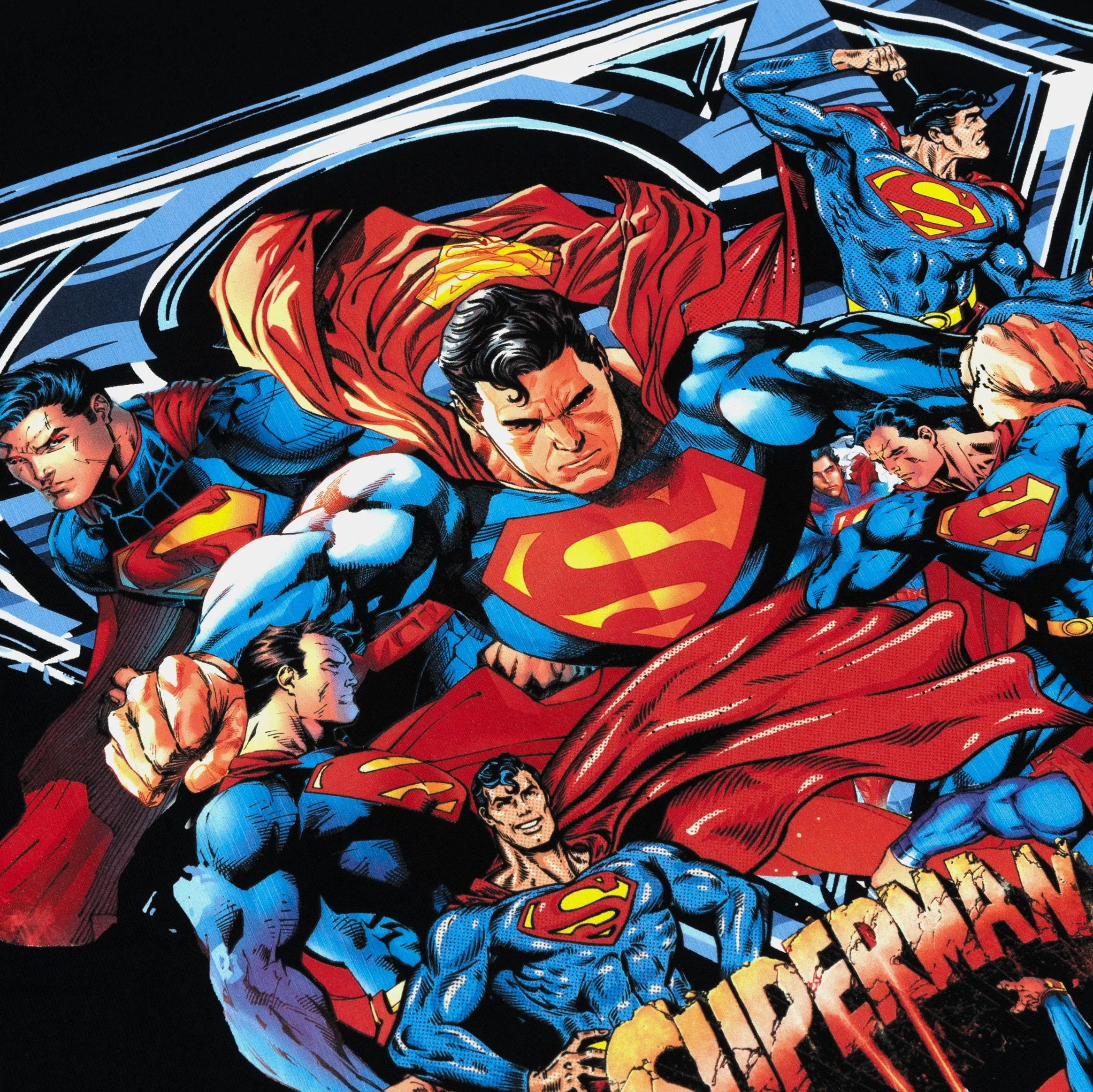 Superman x Shoe Palace Collage Mens Short Sleeve Shirt (Black/Red) Wrinkle Free Fabric