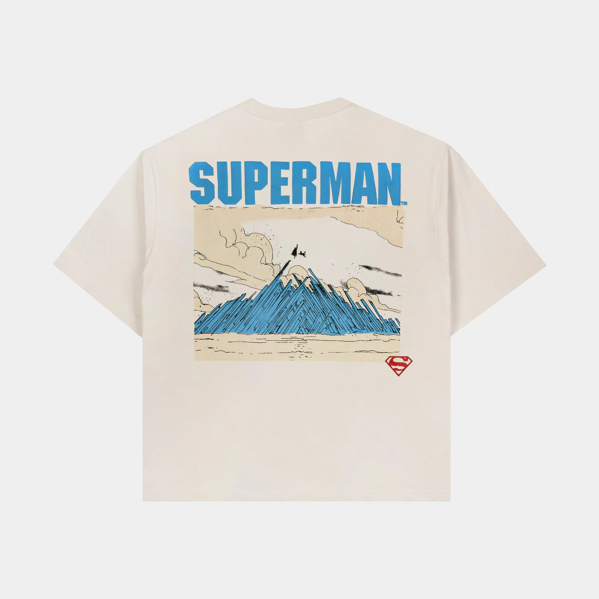 Superman x Shoe Palace Man of Steel Mens Short Sleeve Shirt (Beige/Blue) Low Profile Silhouette