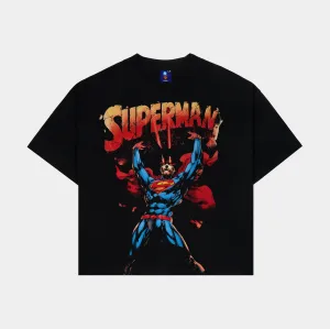 DoubleStitched Seams Superman x Shoe Palace Save The World Mens Short Sleeve Shirt (Black/Blue)