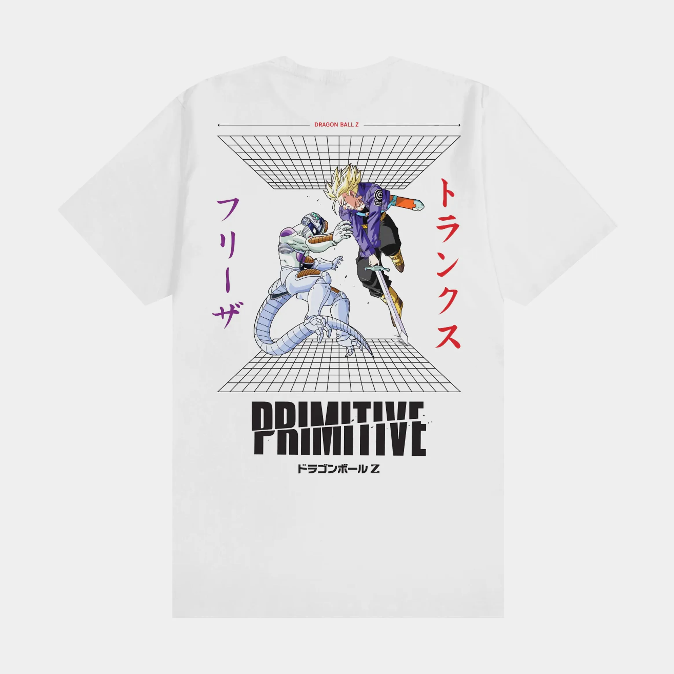 Light Stretch Dragon Ball Z Timeline Mens Short Sleeve Shirt (White/Black)