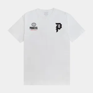 BreathableFabric Trendy Layering Dragon Ball Z Timeline Mens Short Sleeve Shirt (White/Black)