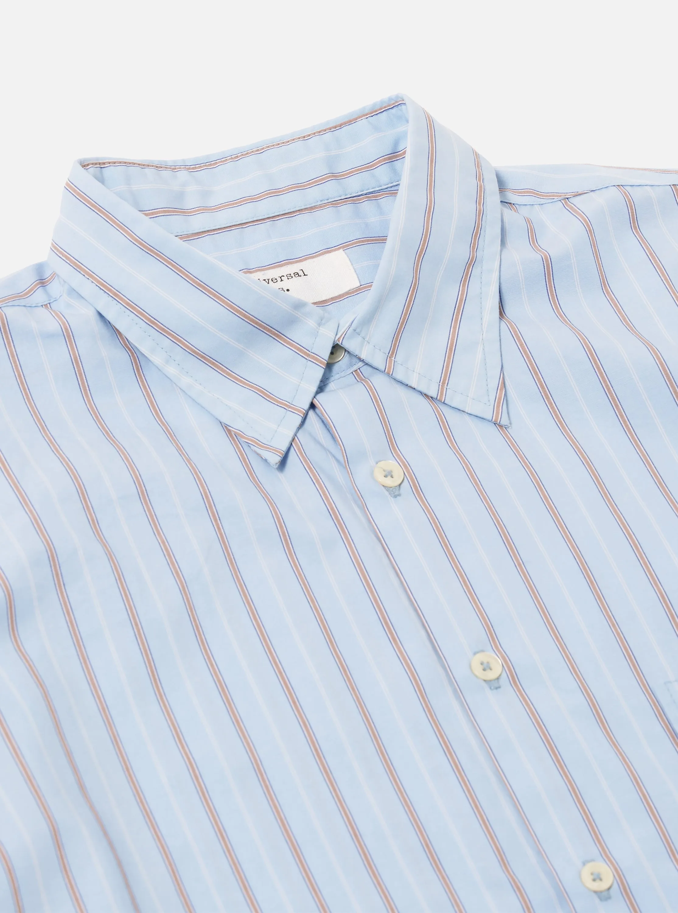 Sky Blue Urban Stripe Square Pocket Shirt Wedding guest Ventilated Back