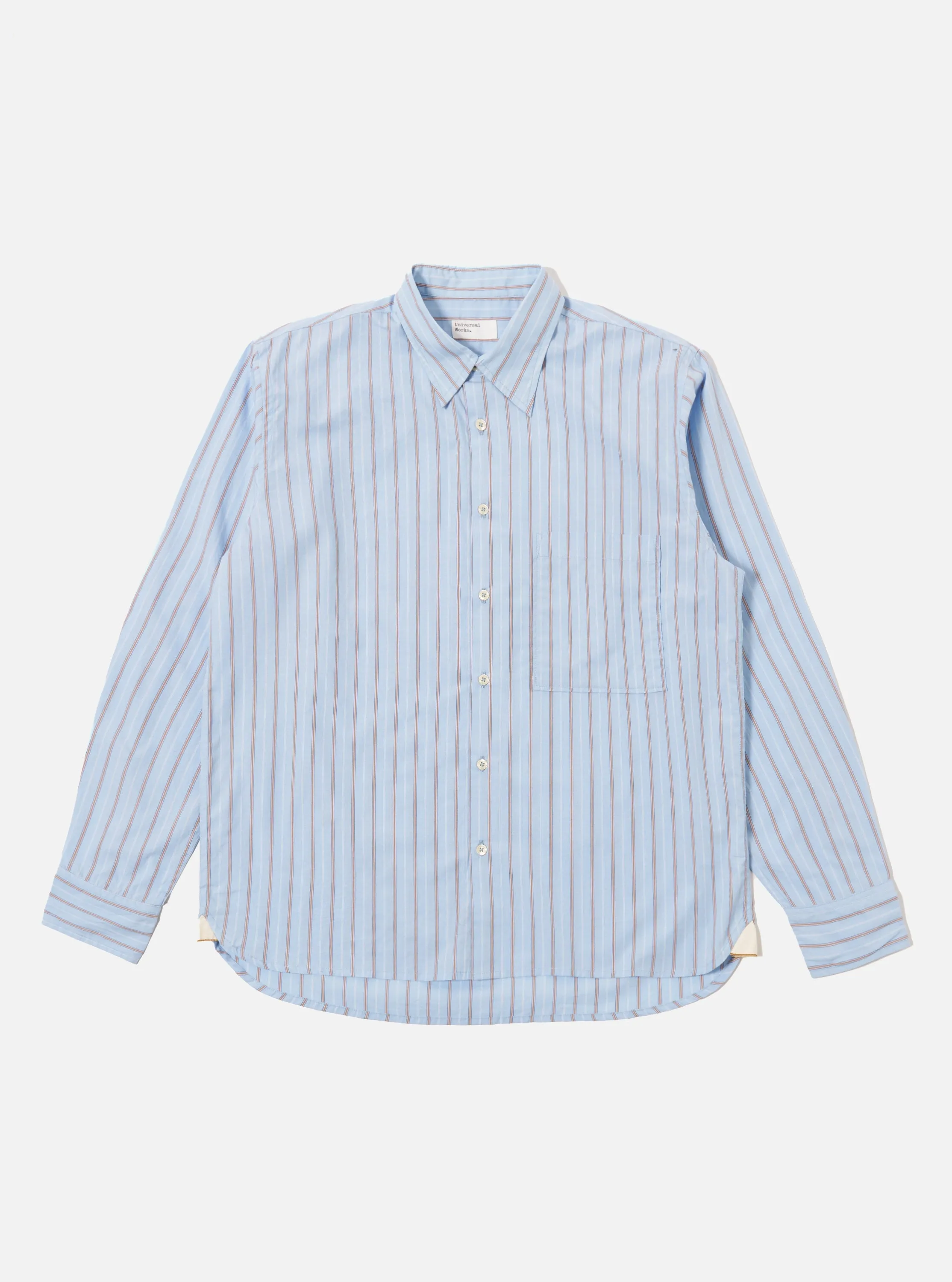 Sleeveless Cut Sky Blue Urban Stripe Square Pocket Shirt