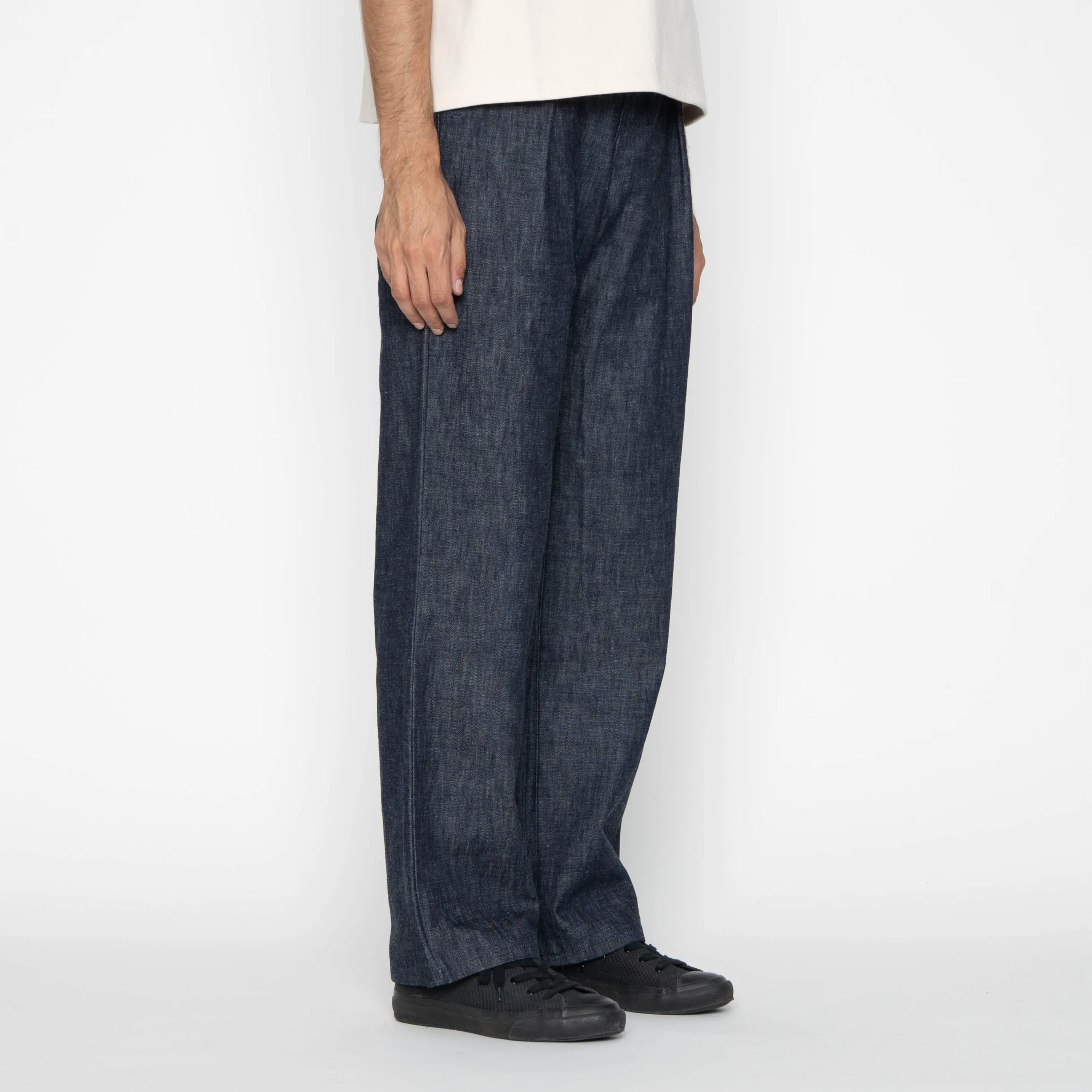 Pleated Trouser - 10oz Rinsed Denim - Indigo Easy Stretch Active Wear