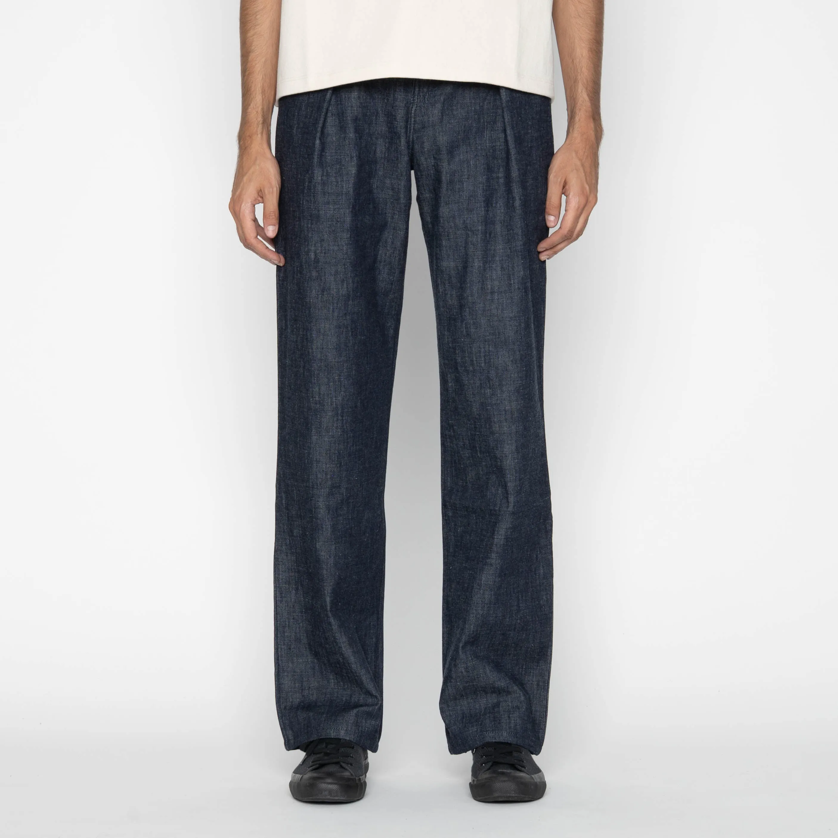 Breath Flex Pleated Trouser - 10oz Rinsed Denim - Indigo