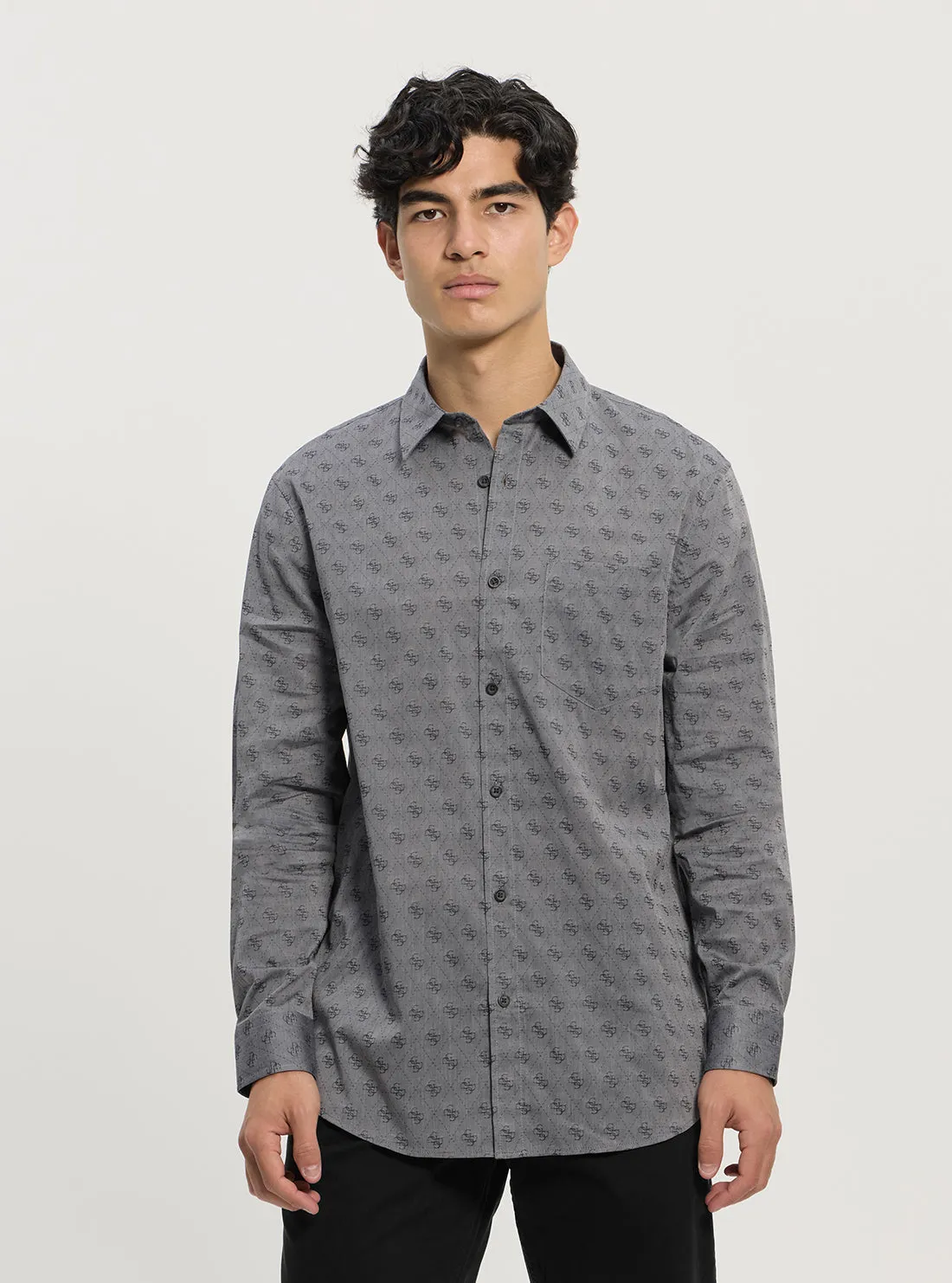 Blue Logo Jacquard Shirt formal dinner Warm Layers